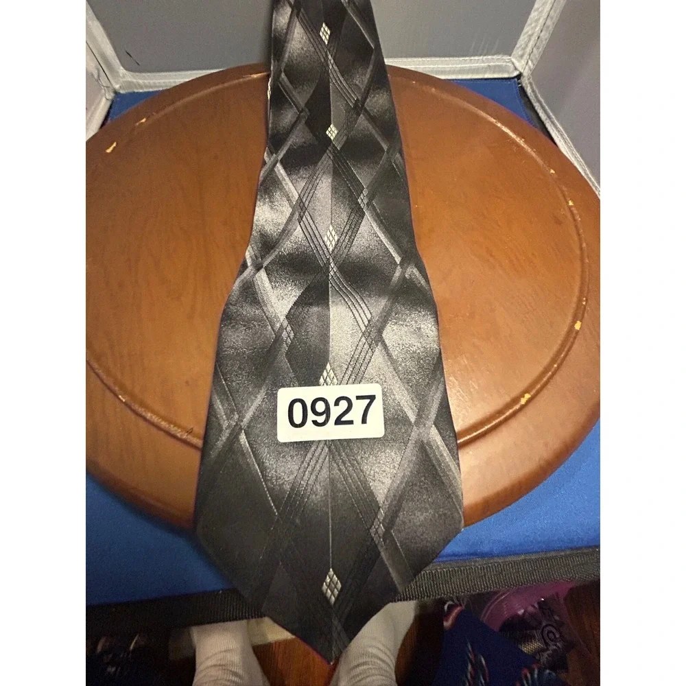 Pierre‎ Cardin Black Men's 100% Silk Tie Striped Necktie